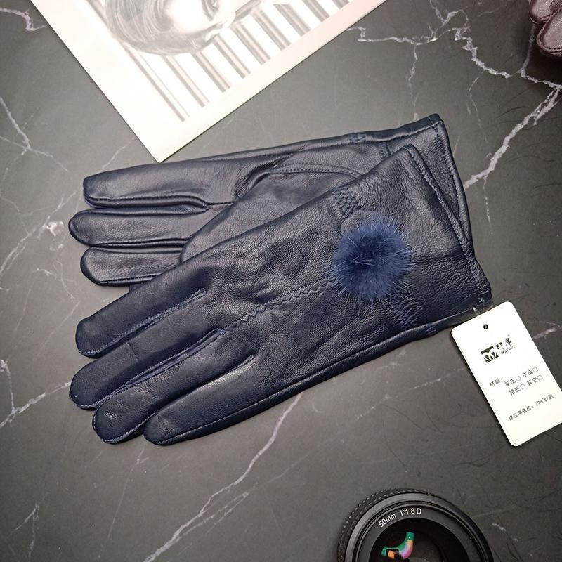 Женские перчатки из овчины и утолщенные бархатные зимние перчатки женские милые перчатки из меха кролика