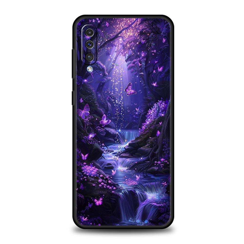 Art Purple Butterfly Phone Case for Samsung Galaxy A56 A36 A26 A16 A34 A24 A42 A22 A20 A12 A40 A30 A10 5G Soft TPU Cover Shell