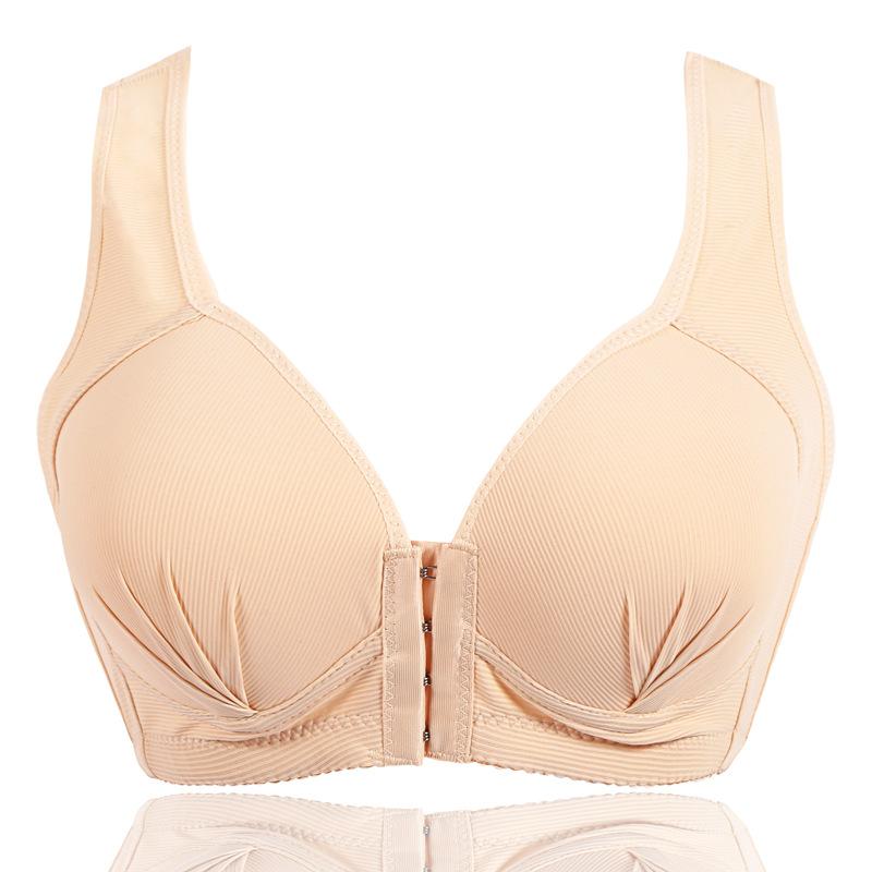 Breathable Plus Size Front Clasp Bra Wire Free Push Up Full Cup Wrapped Soft Bralette for Women