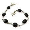[P6928] - Silver Bracelet 'Heaven' Black Onyx - 20 Cm 8 Mm