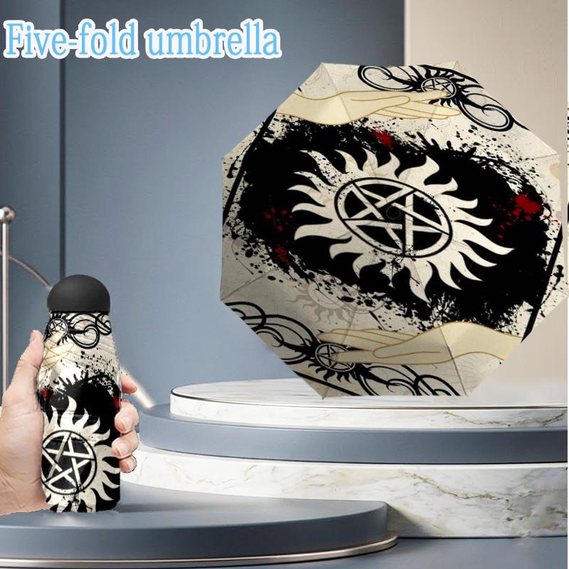 Natural Symbolism Mini Umbrella, 5-Fold, Lightweight, Retractable Umbrella Features 8 Ribs, Ideal for Outdoor Use Birthday Gifts