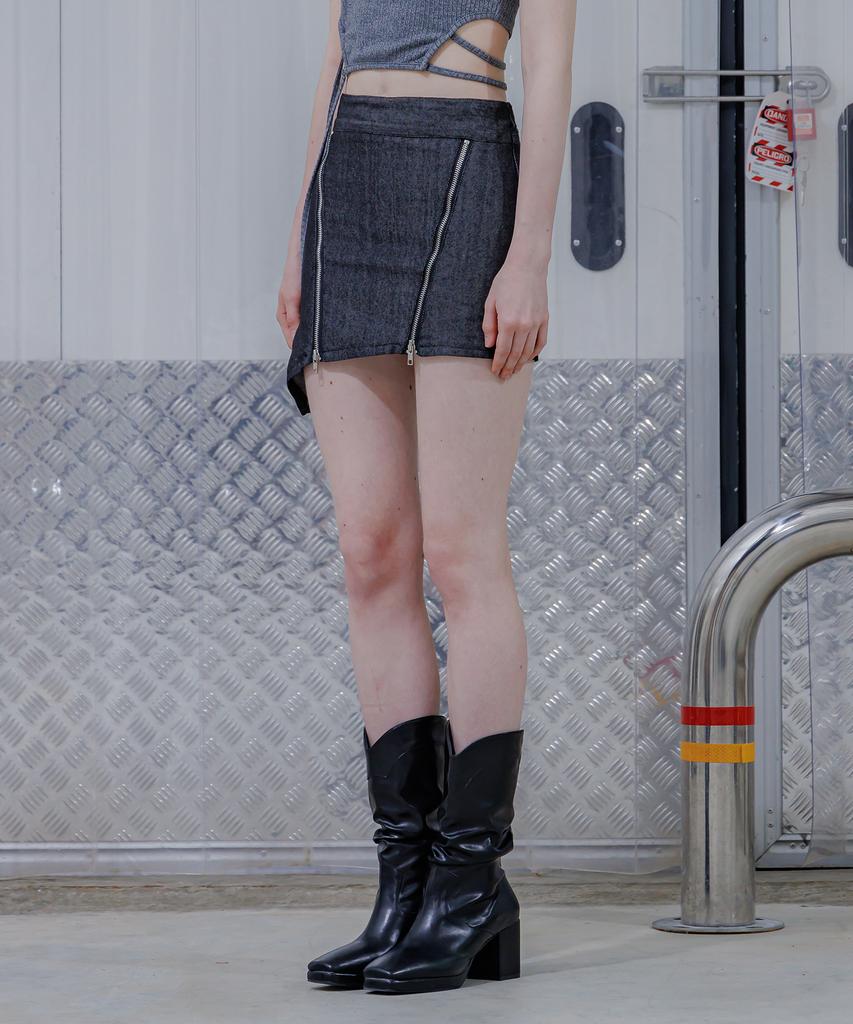 Archive Asymmetrical Side Zipper Mini Skirt