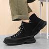 Men's Winter High-Top Canvas Shoes, Platform Height-Boosting, Hong Kong Style Casual Sneakers for Teens