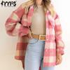 Women's Fashion Casual Plaid Print Autumn Winter Long Sleeve POLO Neck Jackets & Coats