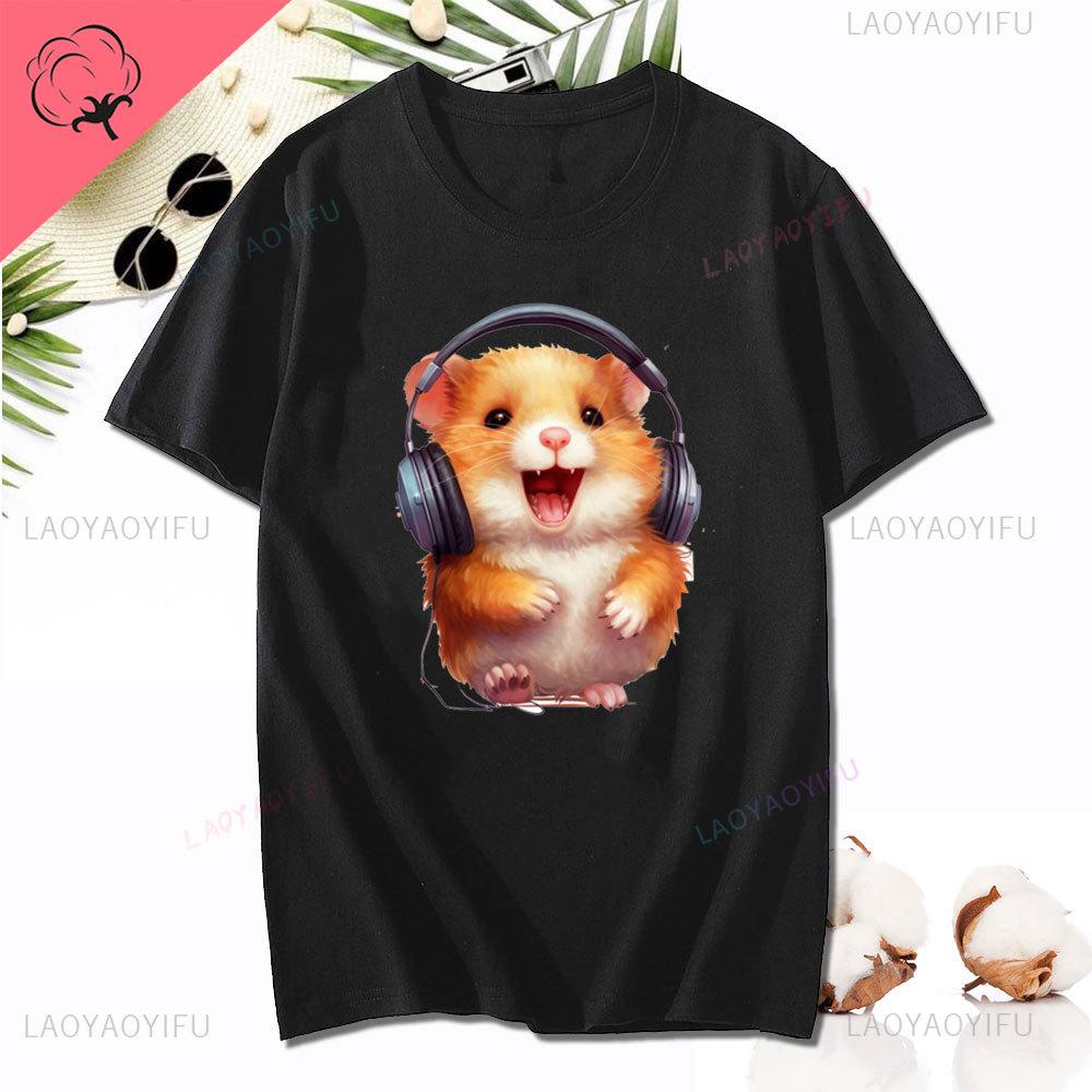 Dank Meme Hamster Staring Front Camera Hampter Calling T-shirt Fashion Cotton Short Sleeve T-shirts Casual Streetwear Unisex Tee Unisex