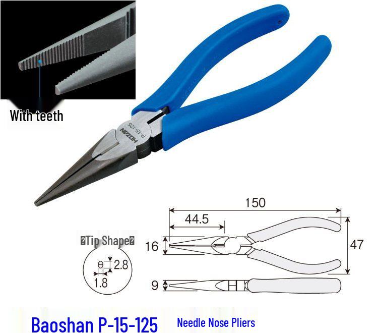 Япония Baoshan P-14 по P-37 Плоскогубцы с длинными губками и Плоскогубцы с гладкими губками с зубчатой и гладкой режущей кромкой