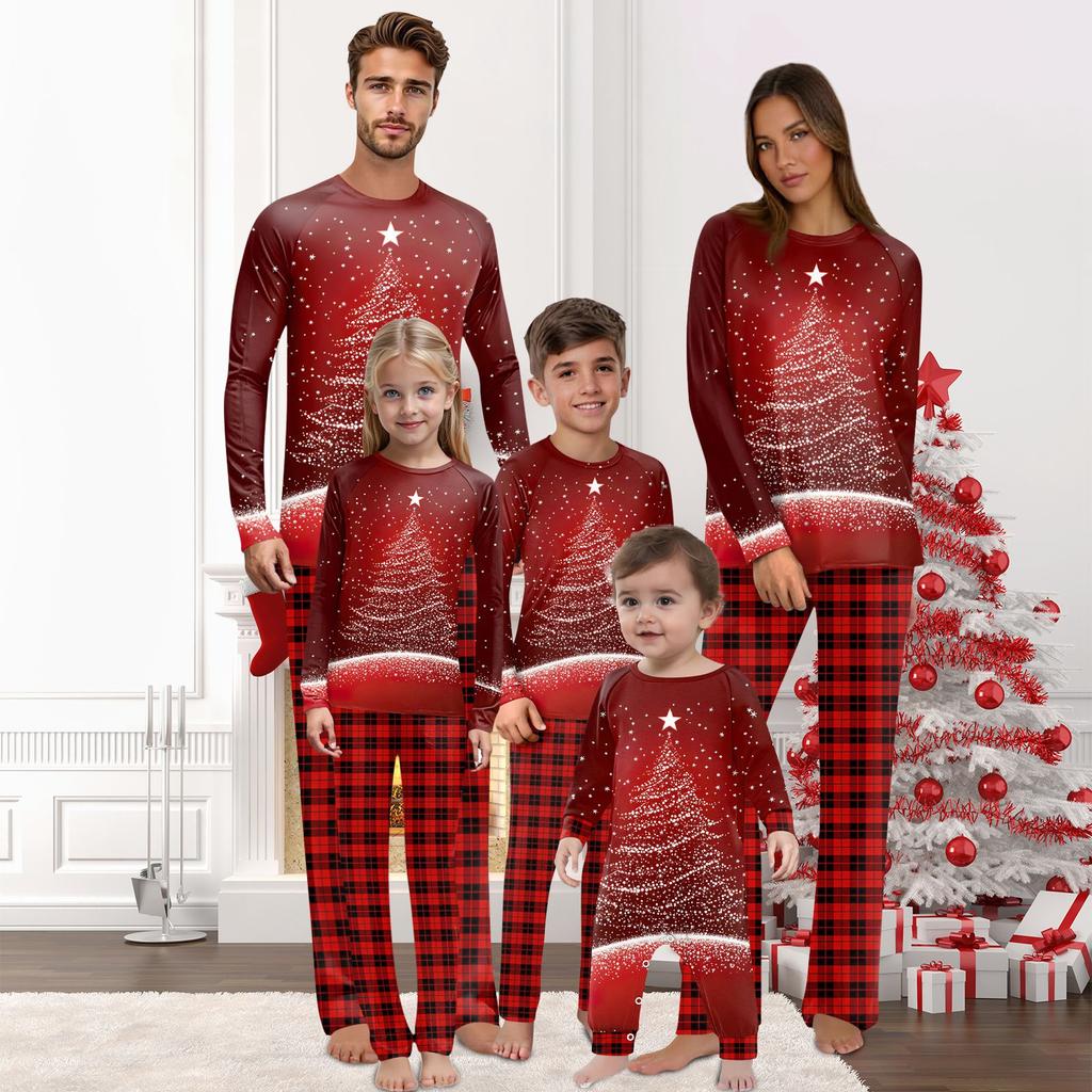 Christmas Prints Family Matching Long Sleeve Tops+Pants Set Family Matching Sets