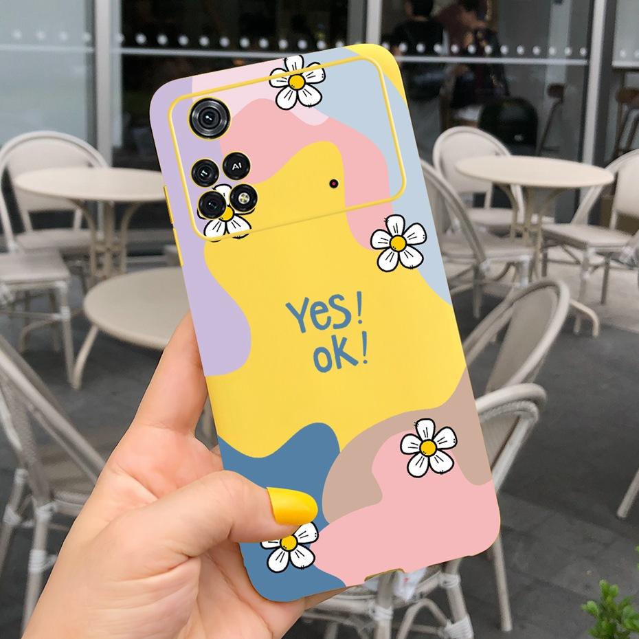 Чехол для Xiaomi Poco M4 Pro Милый узор Конфетный цвет Чехол для телефона Для Poco M 4 M4 Pro 5G 4G PocoM4 Мягкий силикон ТПУ Задняя крышка