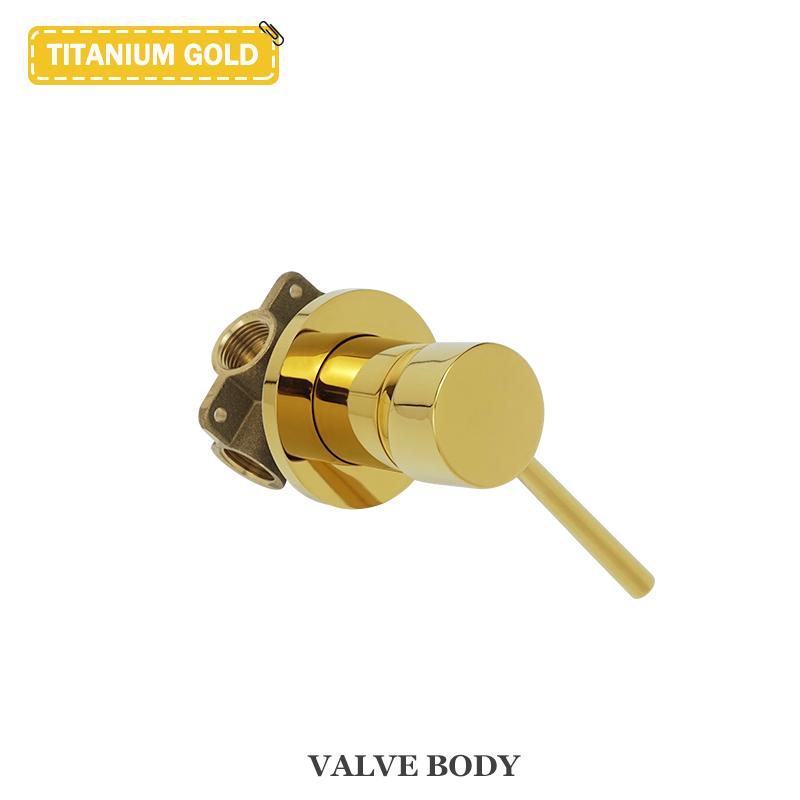 Brushed Gold Bathroom Shower Accessories Round Hidden Single Function Hot And Cold Single Handle Brass Shower Faucet Valve Body