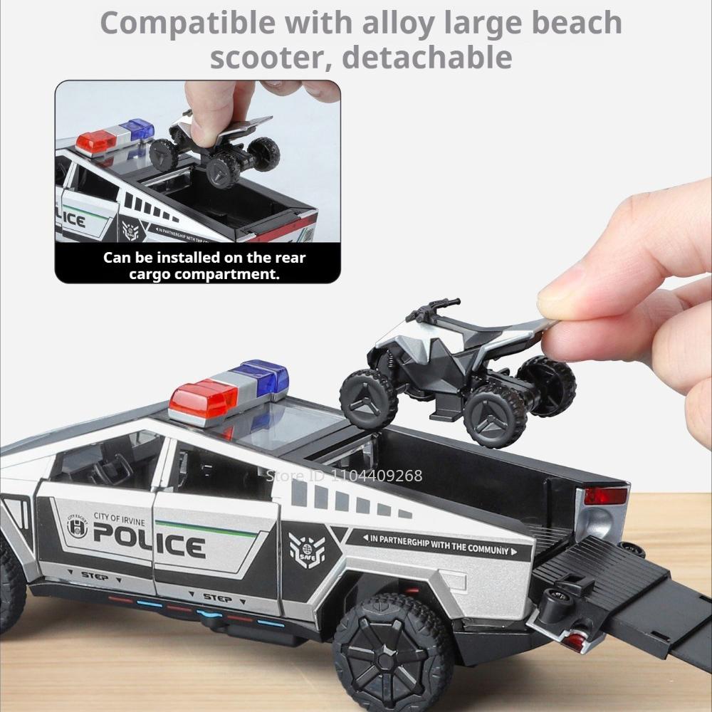 1:32 Pickup Charger Police Car Model Toy Doors Opened Sound Light Pull Back Models Shock Absorption Toys Boy Gift Ornaments