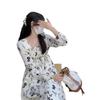 Women's Floral French-Style Slim Long Dress - Autumn/Winter 2022