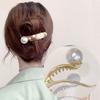 French Metal Hair Claw Elegant Pearl Hairpin Duckbill Hair Clip Women Gripper Barrettes Ponytail Hair Accessories Top Headwear