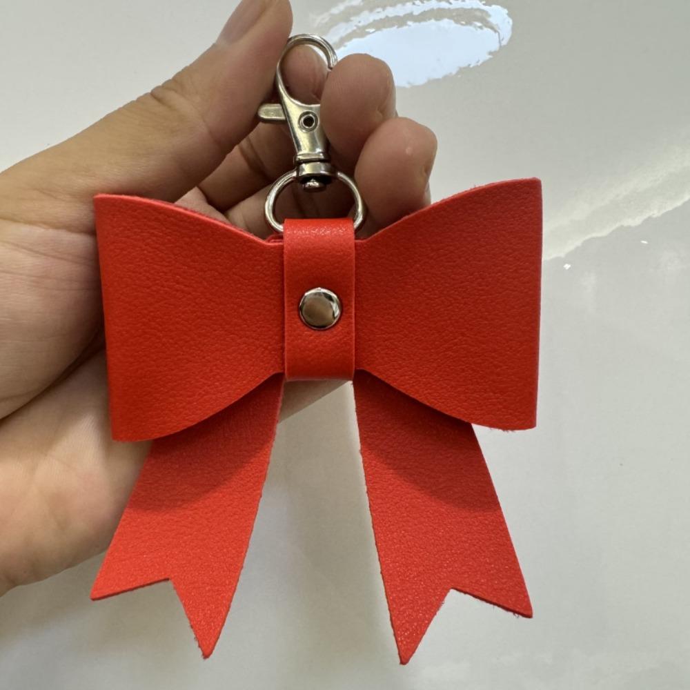 Trendy Pu Key Chain Luxury Bag Pendant Creative Bowknot Leather Keyring  Backpack Decor