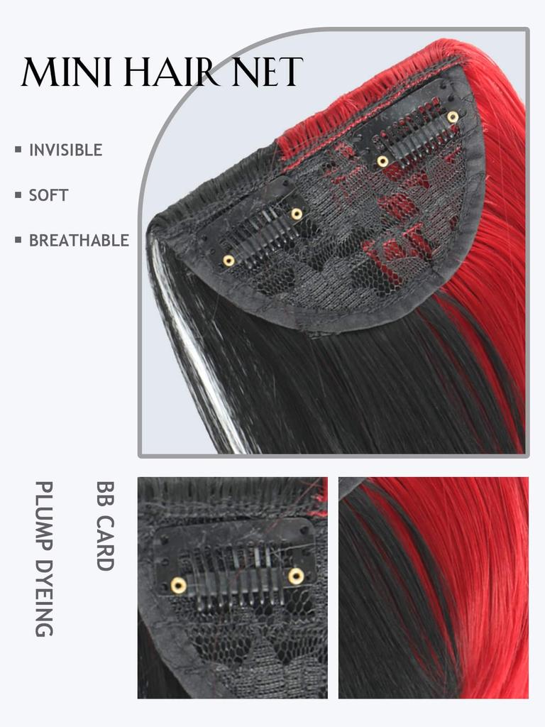 Red and Black Dual Tone Ribbon with Sideburns and Bangs