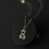 S925 Sterling Silver 14k Gold Plated Necklace Hollow Cute Bow Bear Pendant Clavicle Chain for Women Jewelry Gift