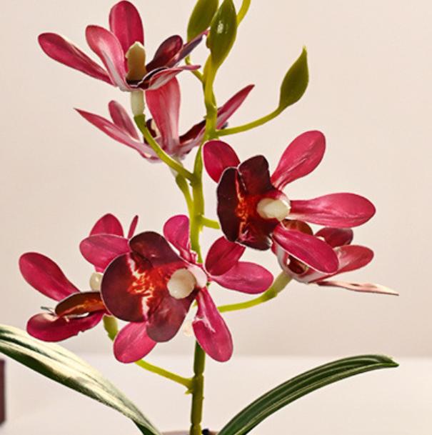 Искусственные орхидеи бонсай с вазой, яркая композиция из орхидей фаленопсис в горшке для декора дома, офиса, центральный элемент стола, украшения для дома