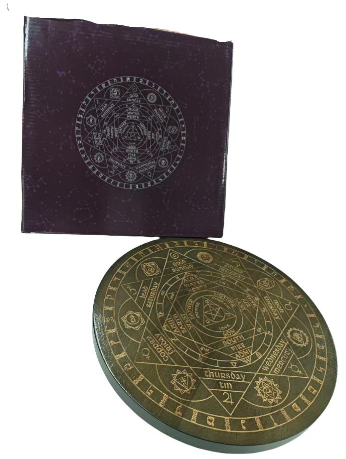 Wood Pendulum Board Flower of Life Dowsing Divination Board Crystal Grid Board for Altar Witch Pagan Healing Meditation