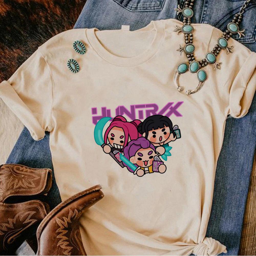 Huntrix Girls Kpop Охотницы на демонов Двусторонняя футболка Футболка в стиле аниме С изображением Руми Миры Зои Девичья группа Волшебный воин Топы для фанатов