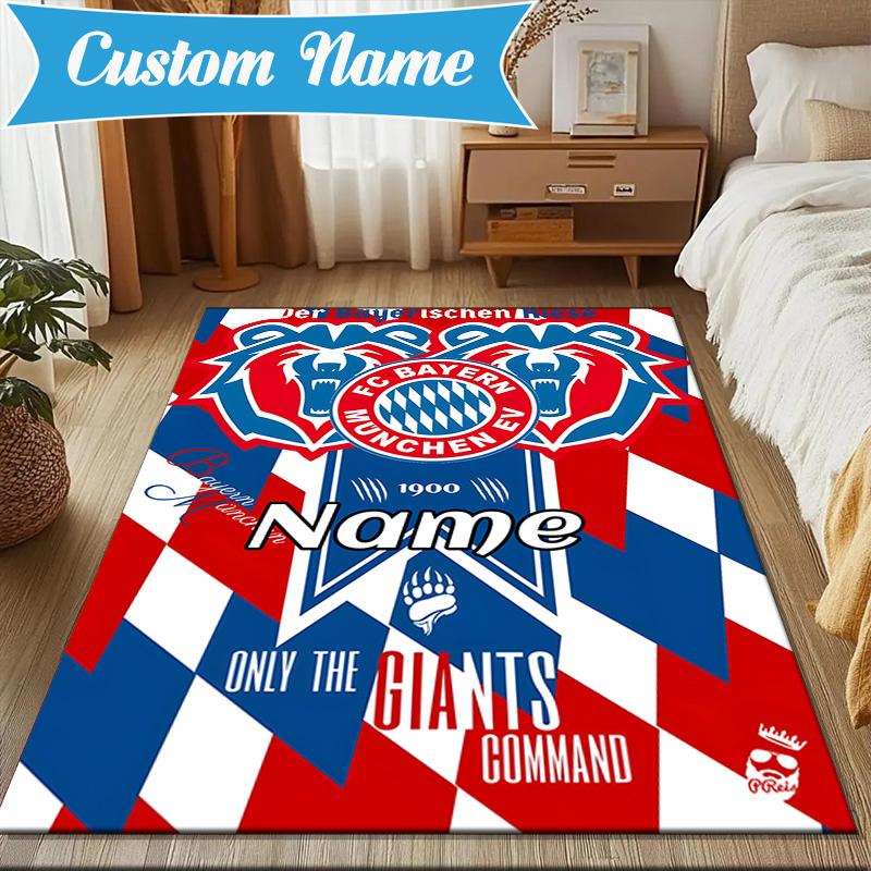 Custom Name Munich Crest Rug Game Carpet, Floor Mat for Bedroom Living Room Entryway Rug, Home Decor Idea Gift for Christmas birthday