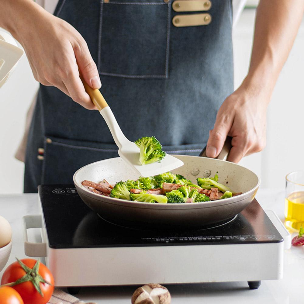 Набор из 12 предметов силиконовой кухонной утвари с полипропиленовой ручкой, кухонный инструмент для приготовления пищи, антипригарная посуда, лопатка, кухонные принадлежности для взбивания яиц