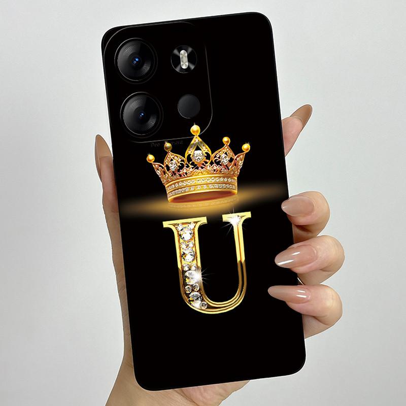 Для Tecno Pop 7 Pro Pop7 BF6 BF7 Чехол для телефона Корона Буква Задняя крышка Мягкий Жидкий силикон Fundas Для Tecno Spark GO 2023 Бампер