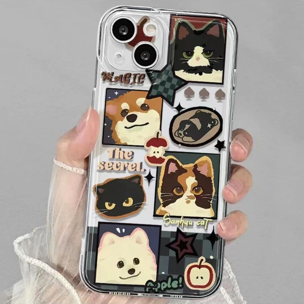 Checked cat and dog avatar iPhone17/16Promax mobile phone case is suitable for Apple 15 space case 13 cute 14.