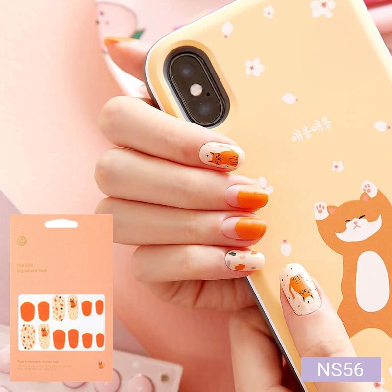 Теплые тона наклейки для ногтей 24 шт. | Самоклеящиеся полоски, Микс карамели и клетки, Быстрый 5-минутный маникюр