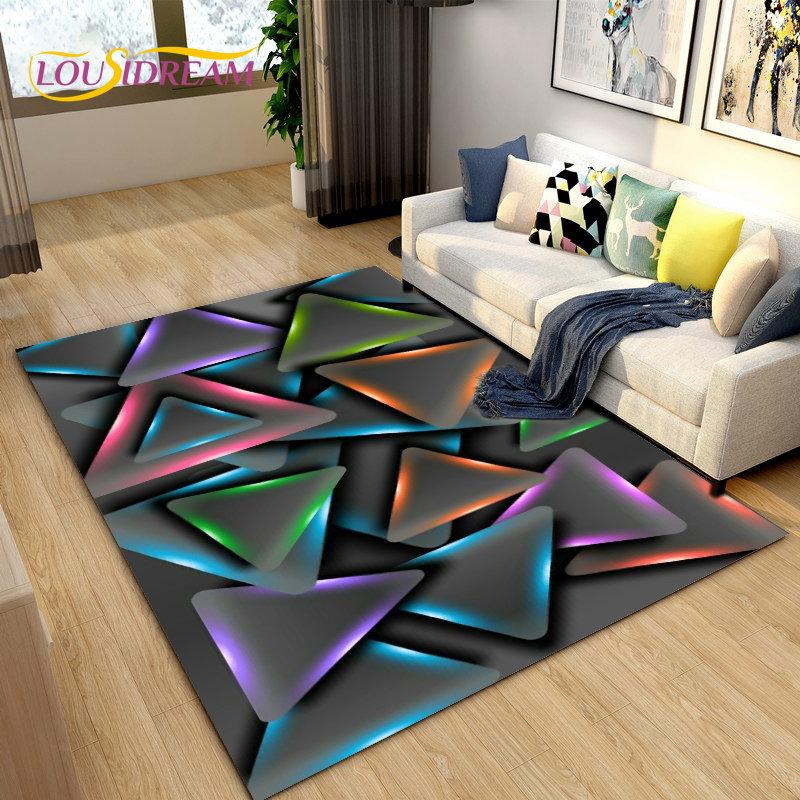 Коврик с 3D-сеткой и металлической текстурой, ковер для гостиной, спальни, абстрактный геометрический оптический входной коврик, нескользящий напольный коврик