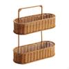 2 Tier Hanging Fruit Basket Wall Bowl with Hook Hand Woven Stand for