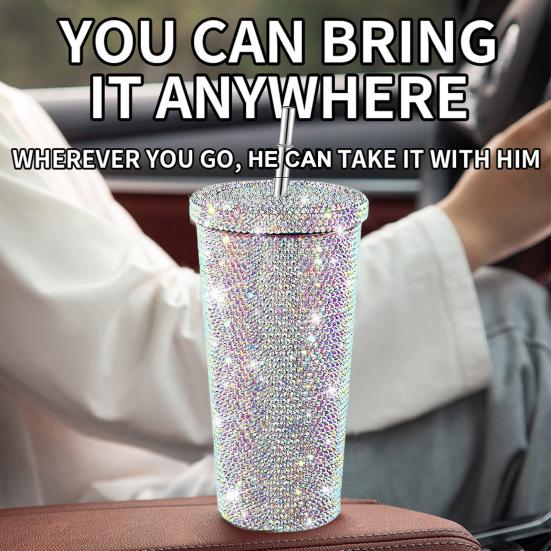 Блестящий стакан с кисточкой, стразами, заклепками, стакан из нержавеющей стали, термокружка, игристая термокружка, подарки на день рождения для мамы и жены