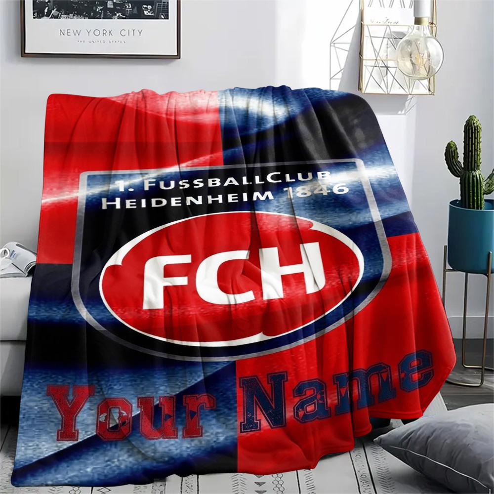 1PC Fc Heidenheim Crest Custom Name Patterned Flannel Blanket Suitable For All Seasons For Home Decor Warmth And Comfort Gifts Holiday Present