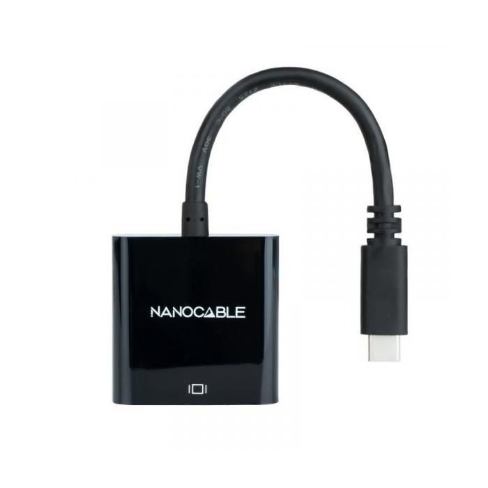 Convertisseur USB-C vers VGA - Nanocable - Modèle 10.16.4101-BK - 10 cm - Noir - USB 3.2 Gen 1