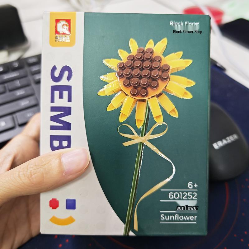 Совместимый с LEGO набор для сборки букета подсолнухов - Креативный образовательный подарок на день рождения для парня или девушки.