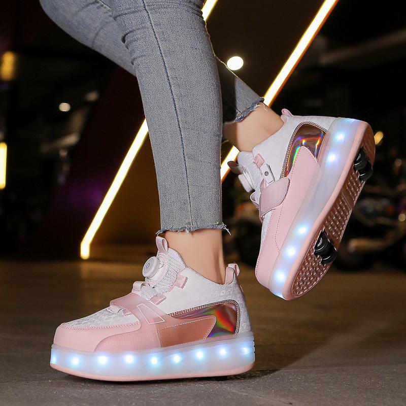 Детские кроссовки на роликах, двухколесные, роликовые коньки для мальчиков, маленькие четырехколесные, колесные кроссовки для подростков, взрывные кроссовки, колесные кроссовки для девочек