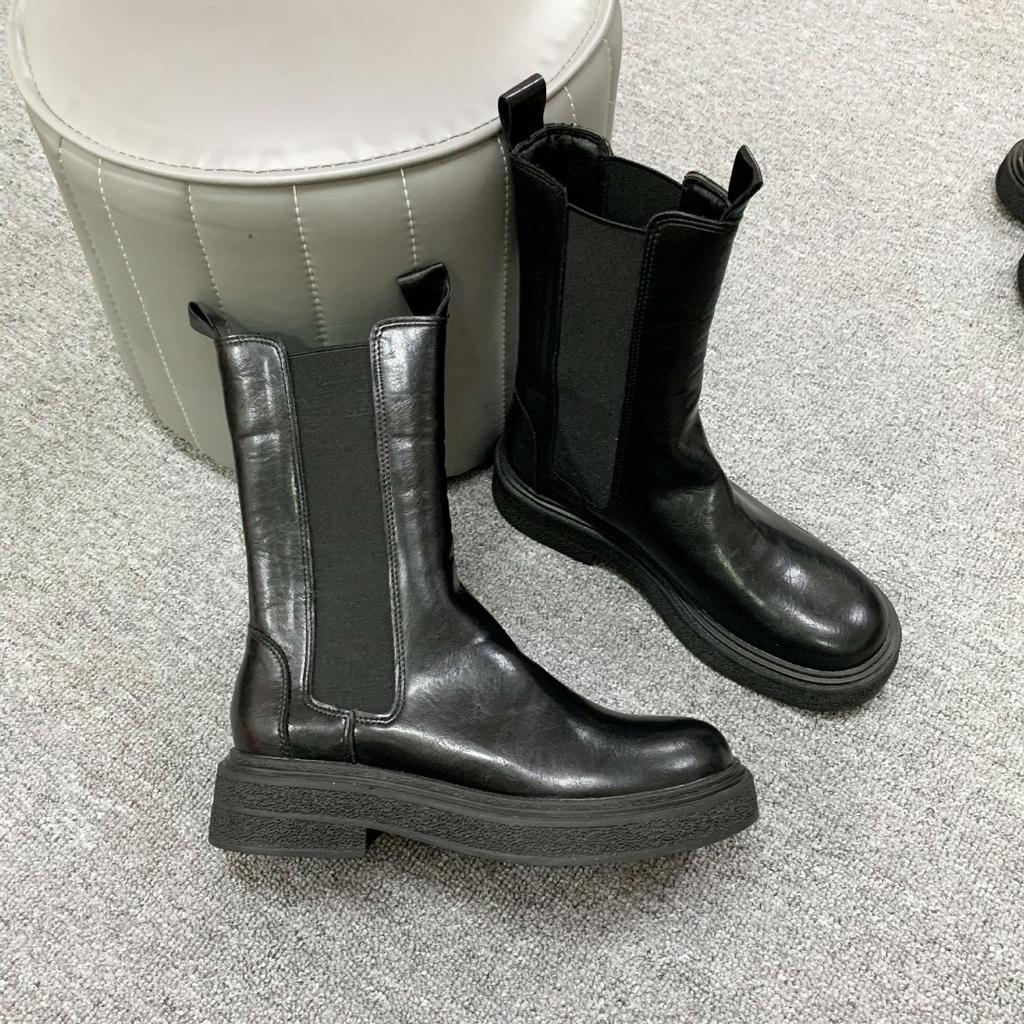 Найди второй волосок! Виноградная мать та же обувь Мисс София усадка узор вымытые ретро челси женские короткие ботинки осень