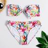 Print Bikini Aesthetic Sweet Set Wrap Chest Padded Bandeau Women Swimwear Bathing Suit Sexy Female Hollow Out Fashion Beach Wear Outfit