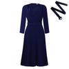 Women's Dress Spring and Autumn Temperament Elegant Pressed Pleated Commuter OL Solid Colour Plus Size Dresses
