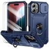Protective Case - BOOLING - for iPhone 16 Plus - Rigid - 2 Tempered Glasses - Rotating Stand