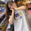 С добавлением хлопка, летняя, новая, свободная, утягивающая, креативная и интересная, анимированная футболка с короткими рукавами, топ с круглым вырезом для студенток