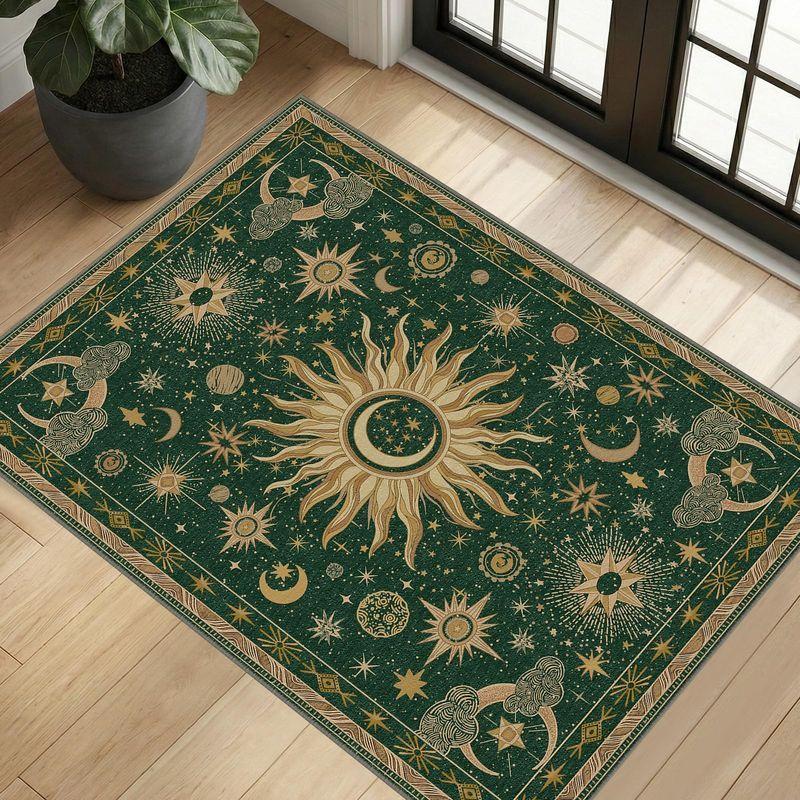 Celestial Sun Moon Star Carpet Bohemian Witchcraft Rug Non-Slip Area Mat Bedroom Living Room Home Decor