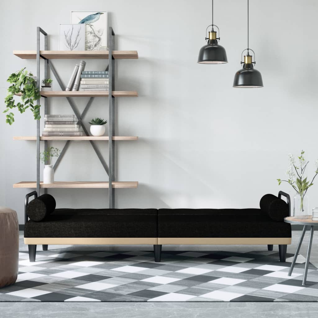 Black Fabric Sleeper Sofa with Armrests