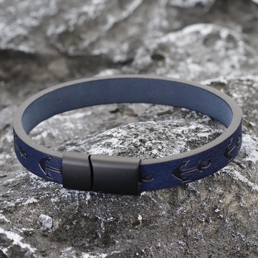 Alloy Handmade Leather Bracelet Men Printed Anchor Braslet Magnet Clasp Vintage Sports Wrist Guard Jewelry Gift Homme Pulsera