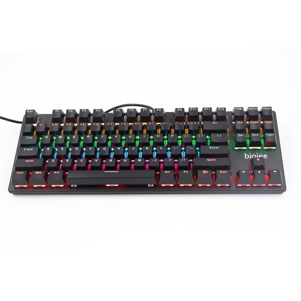 Biojee Wired 87Key Mechanical Gaming Keyboard Rainbow Backlit Keyboard For Windows PC Laptop for