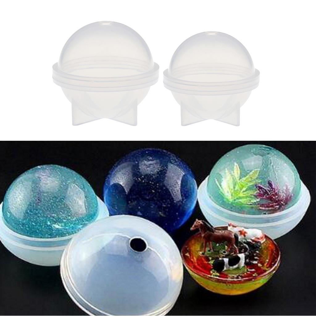 2 Pieces Sphere Ball Shape Silicone Mould for Resin Casting Craft 50mm 60mm