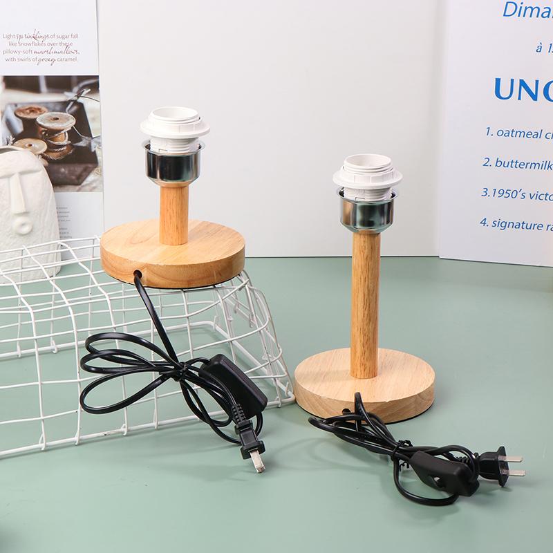 E27 патрон лампы круглый твердый деревянный держатель с шнуром включения выключения для настольной лампы прикроватный держатель лампы для домашнего освещения