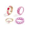 Набор колец, модное сердце, карамельный цвет, металлическое сердце, женский комплект украшений в стиле ретро с капающим маслом на безымянный палец