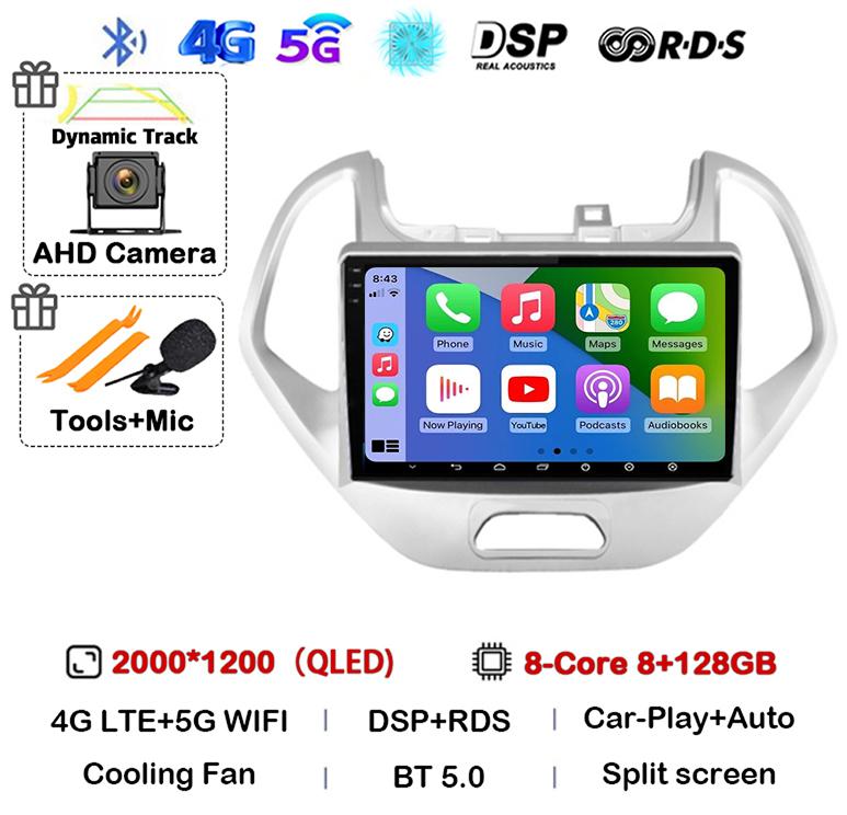 Android 14 Carplay Auto 4G WIFI For Ford FIGO KA 2015 2016 2017 2018 2019 2020 Car Radio Multimedia Stereo Video Player GPS DSP