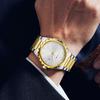 TOMI New 4PCS Luxury Men Watch Gift Set High Quality Steel Strip Striped Dial Calendar Men Quartz Watch Clock Gifts Reloj