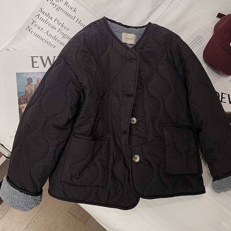 Пальто для женщин Хлопок Зимнее Утепленное Повседневное Оверсайз Двухслойная Ветровка