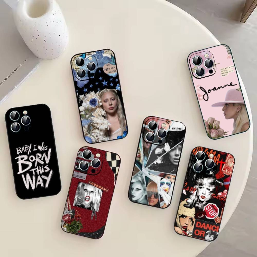 Чехол для телефона S-Singer L-Lady Gaga для iPhone 17,16,15,14,13,12,11 Plus,Pro Max,XS, Мягкий черный чехол